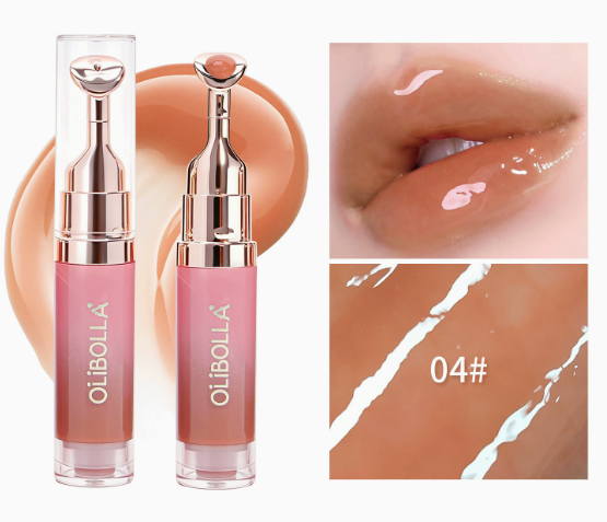 Metal-Tip Cooling Plumping Lip Gloss | Mirror-Shine Lip Serum with Hydrating, Fine-Line Smoothing & Volumizing Effect